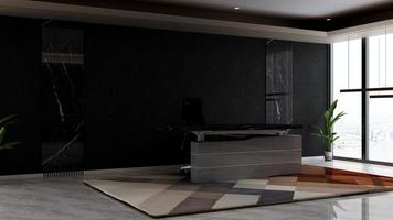 sala de registro de renderização 3D com conceito moderno de design de interiores minimalista foto