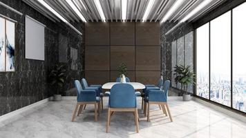 3D render design de interiores do escritório - sala de reuniões executivas