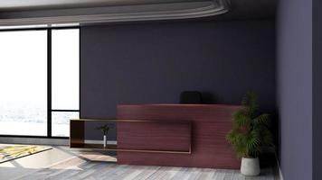 3d renderização moderna sala de recepção rústica - maquete de design de interiores realista foto