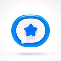 botão de símbolo de sinal de ícone de estrela favorito na bolha de fala azul no fundo branco renderização em 3d foto