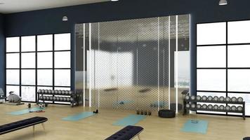 3d renderização maquete de parede de design de interiores de ginásio moderno foto