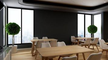 3d renderização de despensa de escritório minimalista - conceito de bar de cozinha de design de interiores foto