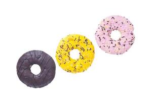 doces saborosos donuts com glacê colorido. foto