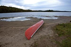 algonquin park muskoka ontario canoa vermelha foto