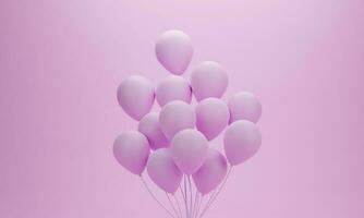 conjunto de balões em fundo rosa pastel para aniversário, festa, promoção ou momento especial. renderização em 3D foto