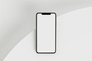 3d render ilustração mão segurando o smartphone branco com tela cheia e moldura moderna menos design - isolado no fundo branco foto