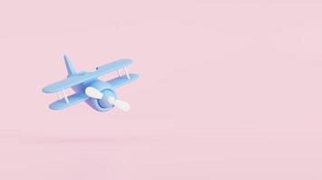 avião modelo de brinquedo, avião em fundo de cor rosa pastel. ilustração 3D foto