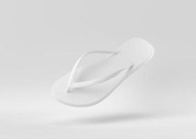 chinelos brancos flutuando no fundo branco. ideia de conceito mínimo criativa. renderização 3D. foto