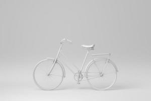 bicicleta isolada no fundo branco. conceito mínimo. monocromático. renderização 3D. foto