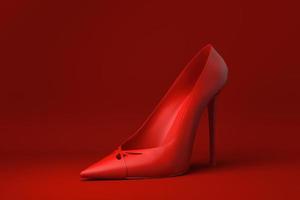 sapato vermelho em fundo vermelho. ideia de conceito mínimo criativa. renderização 3D. foto