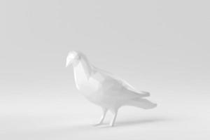 pombo branco em um fundo branco. conceito mínimo de polígono. monocromático. renderização 3D. foto