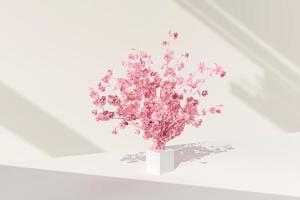 vaso de árvore em fundo branco. ideia de conceito mínimo criativa. renderização 3D. foto