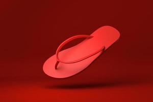 chinelos vermelhos flutuando no fundo vermelho. ideia de conceito mínimo criativa. renderização 3D. foto