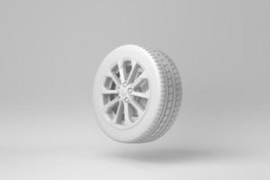 rodas de carro isoladas no fundo branco. conceito mínimo. monocromático. renderização 3D. foto