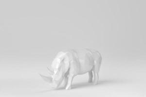 rinoceronte de polígono abstrato sobre fundo branco. modelo de design, simulado. renderização 3D. foto