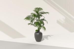vaso de árvore em fundo branco. ideia de conceito mínimo criativa. renderização 3D. foto