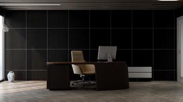 3D render design de escritório moderno - maquete de parede de design de interiores de sala de gerente foto
