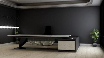 3D render design de escritório moderno - maquete de parede de design de interiores de sala de gerente foto