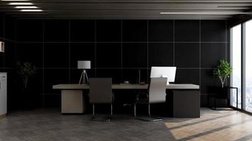 3d renderização de design de escritório moderno - maquete da parede interior da sala do gerente foto