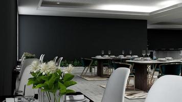 café moderno em 3d renderização de maquete de design de interiores - ideias de café foto