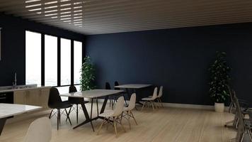 3d renderização da despensa do escritório moderno - conceito de cozinha minimalista de design de interiores foto