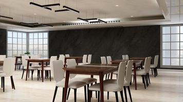 café moderno com conceito de bar em renderização 3d - maquete de design de interiores de ideias de café foto