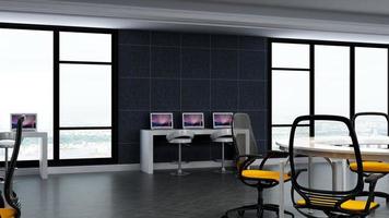 design de interiores de escritório moderno no local de trabalho em 3d render foto