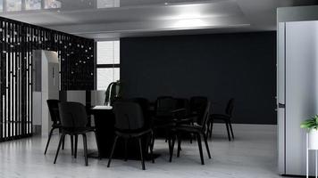 3d renderização da despensa do escritório moderno - conceito de cozinha minimalista de design de interiores foto