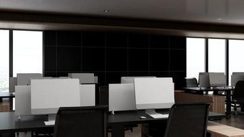design de interiores de escritório moderno no local de trabalho em 3d render foto