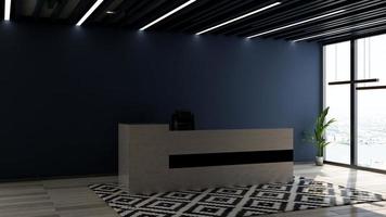 sala de recepção de escritório moderno exclusivo em maquete de renderização 3d foto