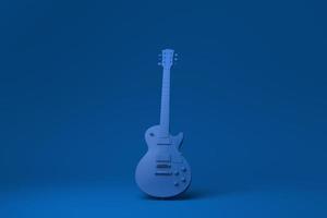 guitarra elétrica azul em fundo azul. ideia de conceito mínimo criativa. monocromático. renderização 3D. foto