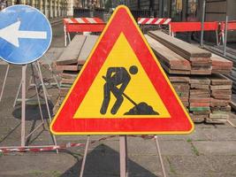 sinalização de obras rodoviárias foto