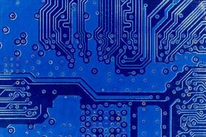close-up da placa de circuito eletrônico azul foto