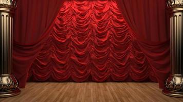 cortina de veludo vermelho abrindo a cena foto