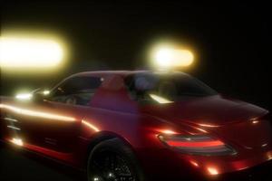 carro esporte de luxo em estúdio escuro com luzes brilhantes foto