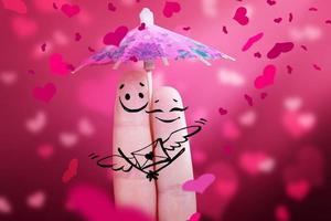casal de dedo feliz apaixonado comemorando o dia dos namorados. ilustração 3D. foto
