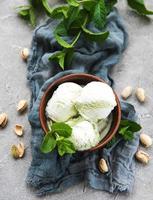 sorvete de pistache e hortelã