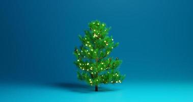 abeto árvore natal fundo azul. renderização em 3D foto