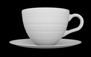 xícaras de café brancas isoladas em uma imagem de ilustração 3d de fundo foto