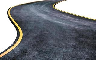 estrada de asfalto sinuosa com símbolo amarelo foto
