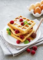 waffles caseiros com frutas vermelhas foto