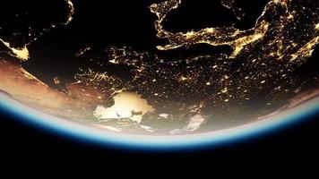 espaço, sol e planeta terra à noite foto
