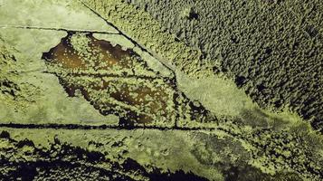fotografia aérea do lago da floresta com drone foto