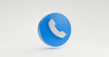 azul telefone contato comunicação informações falar ícone símbolo sinal site elemento conceito. ilustração em renderização 3d de fundo branco foto