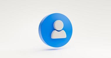 símbolo de ícone de usuário azul ou conceito de elemento de site de comunicação de login de perfil social de administrador de site. ilustração em renderização 3d de fundo branco foto
