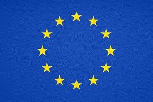 bandeira da europa ou união europeia ou ue com textura de couro foto