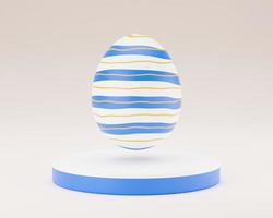 ovo de páscoa no pódio 3d render ilustração. feliz dia de páscoa conceito. cena mínima com pedestal e ovo. foto