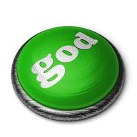 palavra de deus no botão verde isolado no branco foto