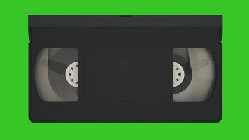 cassete vhs. sistema de gravação de fita de vídeo antigo. cassete de vídeo isolada na tela verde. renderização em 3D foto