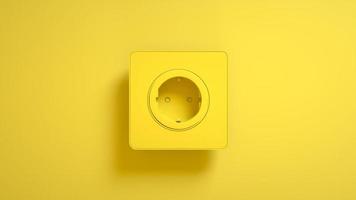 tomada elétrica isolada em fundo amarelo. ilustração 3D foto
